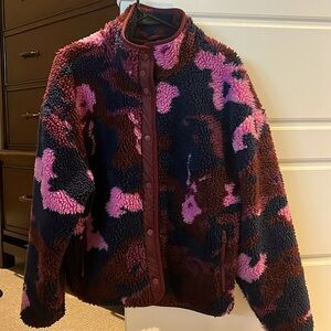 Fabletics button up multi colored fleece jacket size Medium